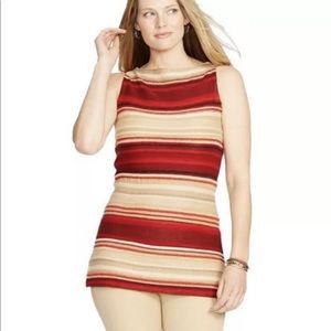 Lauren Ralph Lauren Sweater Tunic PXS Striped Linen Knit Sleeveless